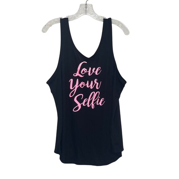 Disney Minnie Mouse Sleepwear Tank Top Womens XL Black Pink Selfie Summer - Picture 2 of 8